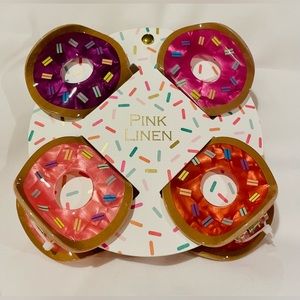 Pink Linen Donut hair clips (4 pack)